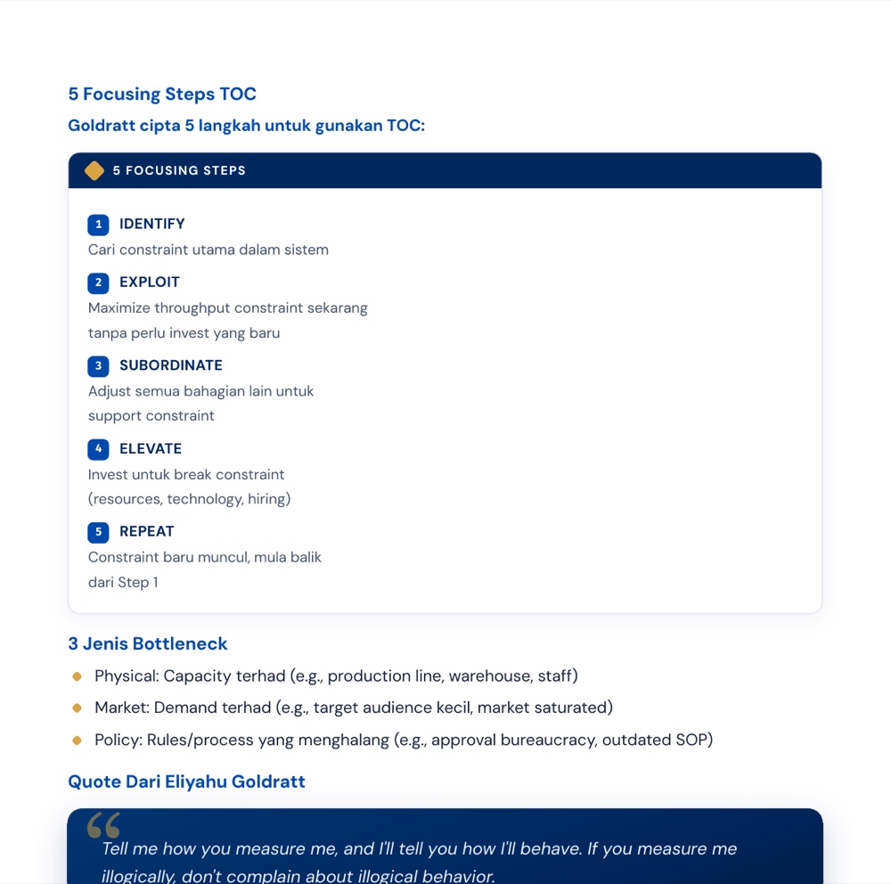 5 Focusing Steps — Theory of Constraints